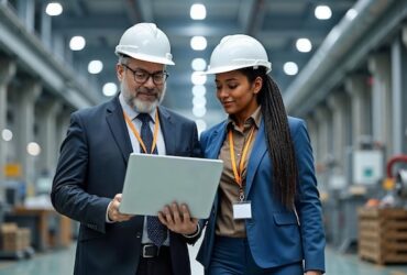 professional-heavy-industry-engineers-with-hard-hats-discuss-factory-operations-